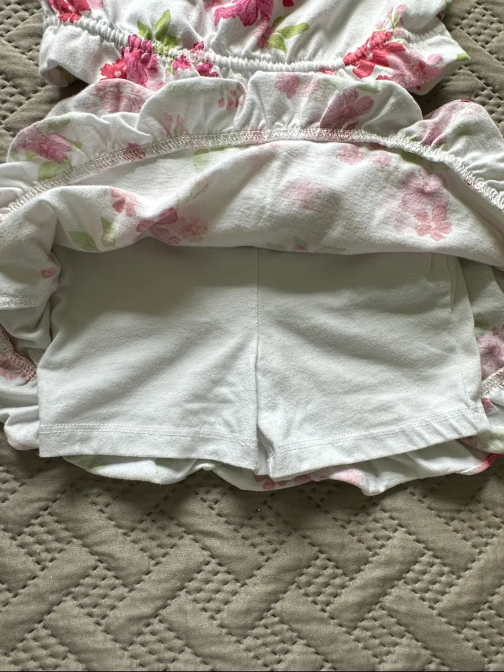 The Children's Place White Floral Two-Piece Tank & Skort Set - Pink & Green - Picture 3 of 6